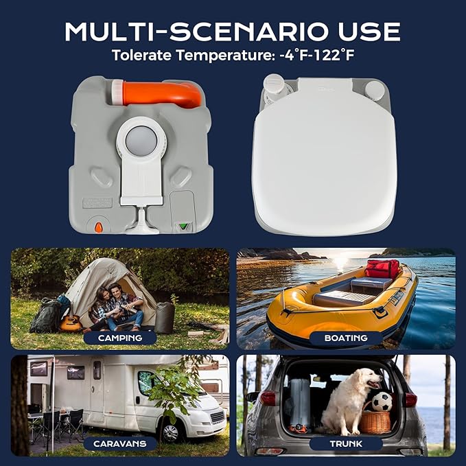 5.8-Gallon Portable Toilet: Detachable Waste Tank, Sealing Slide Valve, Carry Handle, Level Indicator - Leak-Proof and Compact for Camping, RV, Boat, and Travel