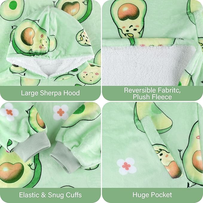 LetsFunny Blanket Hoodie,Oversized Wearable Sherpa Fleece Blanket Sweatshirt,Super Soft Warm Cozy with Giant Pocket,for Women Men Adults Teenagers Kids, One Size Fits All