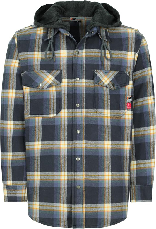 VATRENUS FR Shirts for Men Plaid Flannel Jacket 8.5oz Heavyweight Flame Resistant Welding Shirt