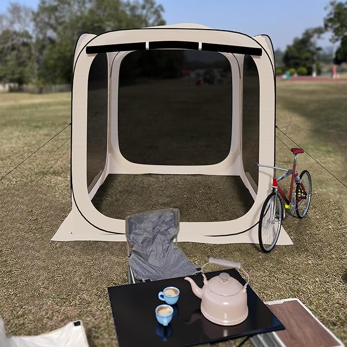 HOOYEAH Pop-up Tent Screenhouse, Portable Screened Tent Camping Canopy Foldable Instant Screen Room Outdoor Gazebo with Mosquito Net for Patio, Backyard, Garden and Outdoor Activities, 6x6