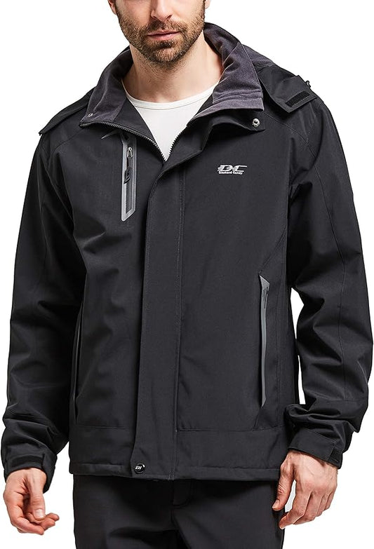 Diamond Candy Men's Hooded Waterproof Jacket Lightweight Rain Jacket Outdoor Casual Sportswear