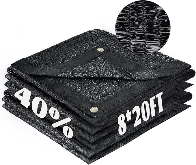 Cool Area 40% Sun Shade Cloth Mesh Tarp with Grommets for Plant Cover 8x20ft Patio Canopy Garden Pergola Blackhouse Car Barn Kennel Black