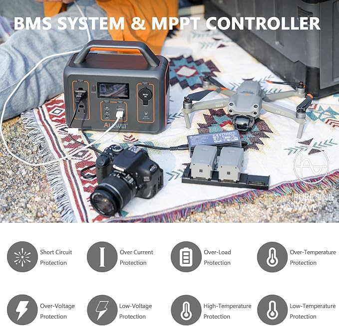 ALLWEI 300W Solar Generator with 100W Solar Panel Included, 280Wh Portable Power Station with AC Outlet USB Port, Solar Powered Battery Generator for Outdoor Camping, Home Backup, Power Outage
