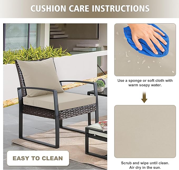 Outdoor Cushions for Patio Furniture, Waterproof Outdoor Chair Cushion w/Fade-Resistant, Removable & Machine-Washable Cover, 22x22 Inch, Deep Seat Sofa/Couch Pad Replacement – Set of 1/2/4, Cream