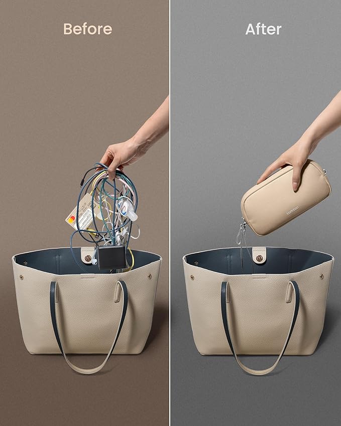 tomtoc Electronics Organizer Travel Case, Water Resistant Travel Bag Cable Organizer for Essentials, Tech Pouch Accessories Carry Storage for Cord, Phone, Cables, Airpods, USB Flash Drive, Daily Items