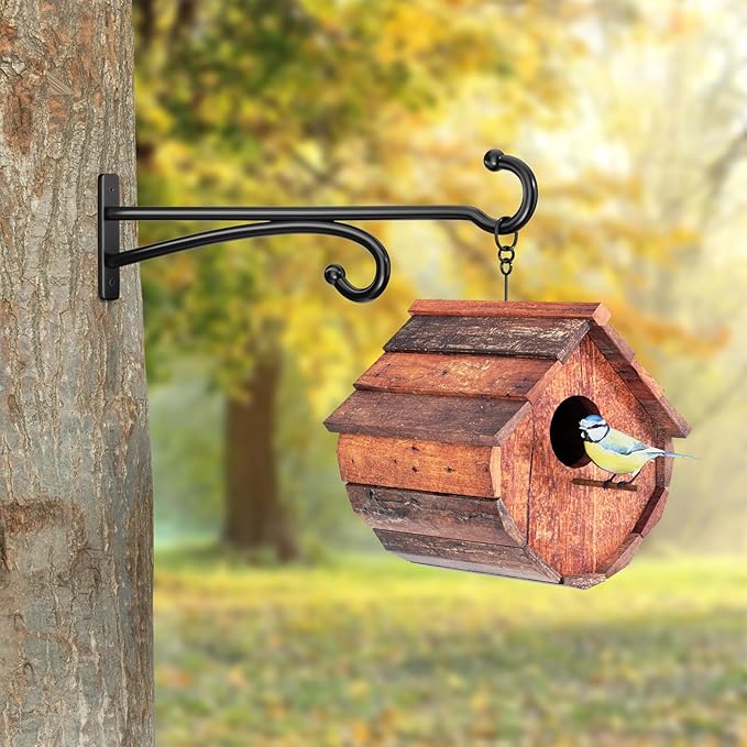 15" Plant Hooks for Hanging Baskets - Heavy Duty Metal Plant Hangers for Indoor & Outdoor Use, Wall Mount Brackets for Hanging Plants, Planters, Bird Feeders, Wind Chimes, Bird Houses - Black, 2 Pack