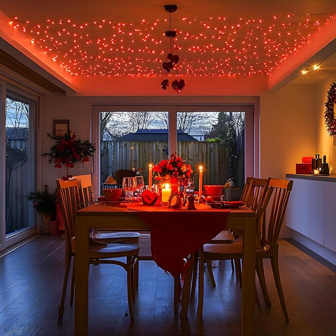 JMEXSUSS 250 LED Red String Lights with 8 Modes, 91.5ft Expandable Red Halloween Lights Outdoor Waterproof, Christmas Twinkle Lights Indoor for Tree Patio Bedroom Party Holiday Decorations