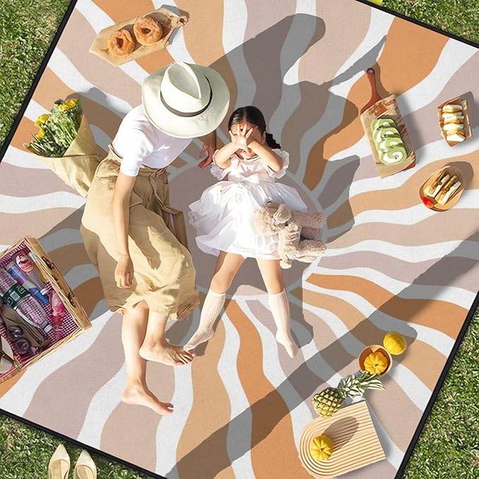 Extra Large Picnic Outdoor Blanket 80''x80'' Waterproof and Sandproof Picnic Foldable Mat for Beach Camping Accessories for Grass Lawn Park