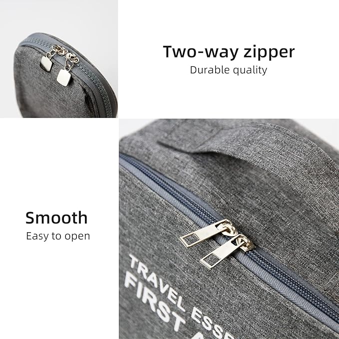 Empty First Aid Bags, Travel Medicine Bag, Medical Supplies Organizer Bag, Portable Kit for Traveling, Car, Home, Camping, Office, Hiking, Outdoor (Cationic Grey)