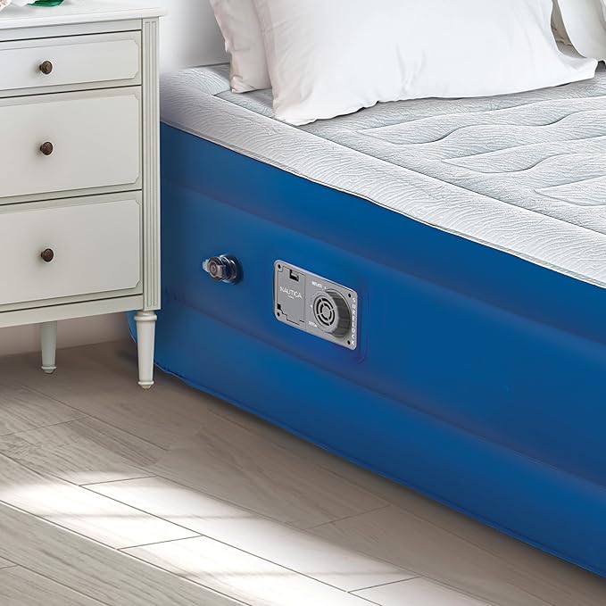 Nautica Home 16" Support Aire Size Full Cooling Pillow Top with Raised Edge Support, Curved iFlex Beam Construction, Inset Powerful Pump, Puncture Resistant Vinyl, Storage Bag