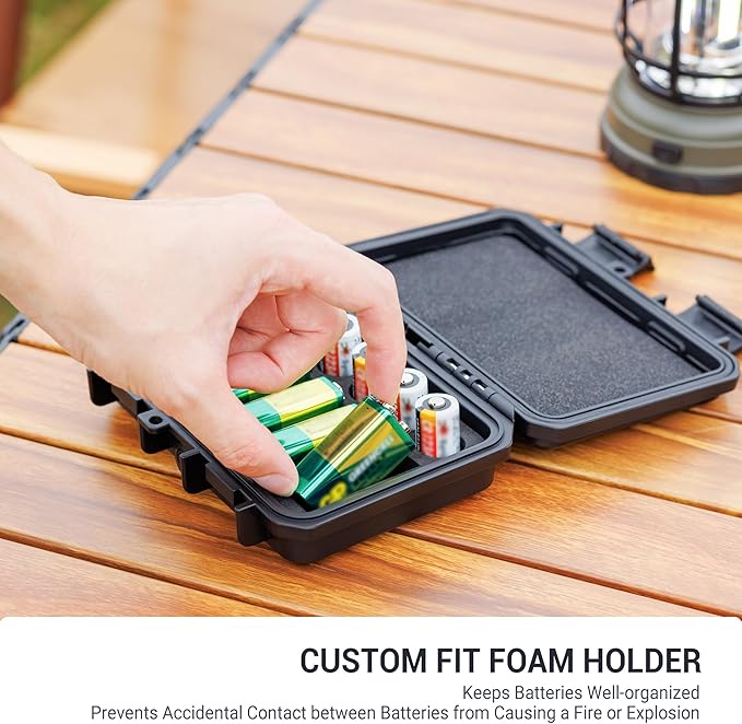 KIWIFOTOS 12 Slots 9V & CR2 CR123A Battery Storage Organizer Case IP67 Waterproof Hard Case for CR17345/ CR16340/CR18350/CR15H270 9V Battery Holder for Household Outdoor Camping Fishing