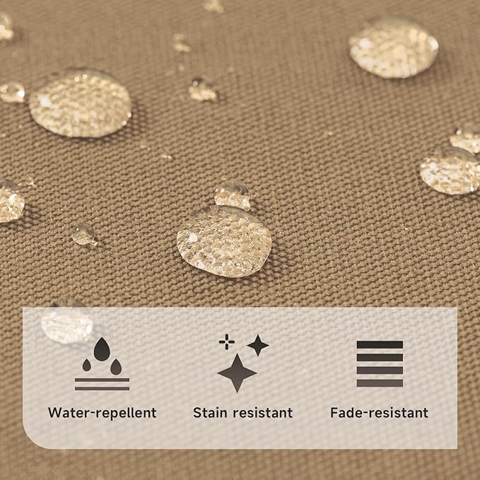 PNP FKJP 2 Pack Outdoor Chair Cushion 20" X 20" X 4", Waterproof Outdoor Seat Cushions with Non-Skid Ties, Khaki (Cushion + Cover)