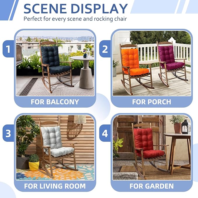 Patio Seat Cushions Set of 1, Indoor Outdoor Furniture Cushions, Tufted Rocking Chair Cushion Pad, Orange