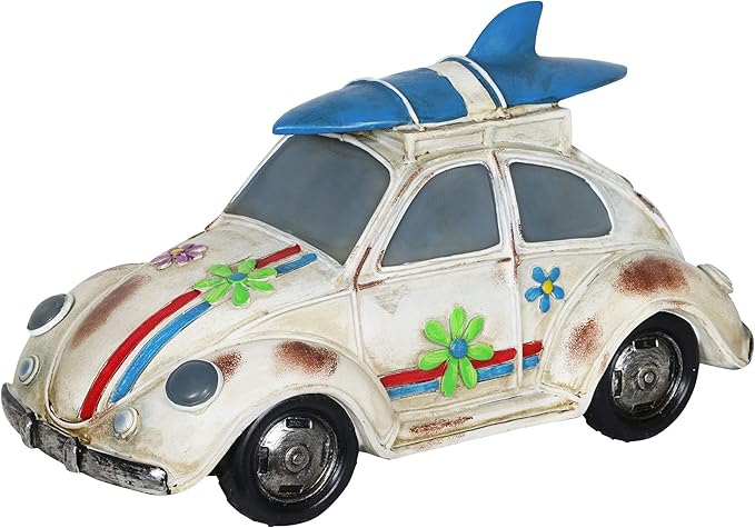 Exhart Garden Sculpture, Solar Retro Bug Garden Statue, LED Lights, Outdoor Garden Decoration, 6 x 13 x 7.5 Inch