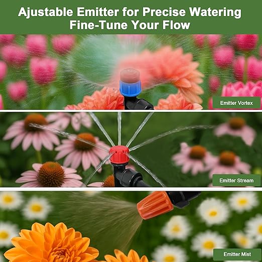 230FT Watering System for Outdoor Plants, Quick-Connect Garden Drip Irrigation Kits with 1/2" & 1/4",Hose Irrigation Equipment, Adjustable Nozzles & Sprinklers for Yard, Greenhouse,Raised Bed,Lawn