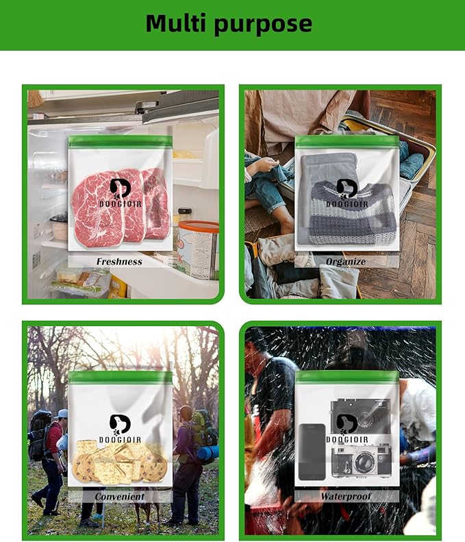 Odor Proof Storage Bags - 9ｘ10 Inch Double Seal Odor Barrier Storage Bags for Backpacking, Camping and Household, Lock in Odors Keep Contents Fresh and Waterproof, Reusable Odor Proof Bags (4 Pack)