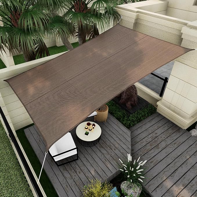 Sun Shade Sail Canopy, 20' x 20' Rectangle 95% UV Block Shade Cover for Outdoor, Backyard Patio, Lawn, Garden, Sandbox Carpor Mocha