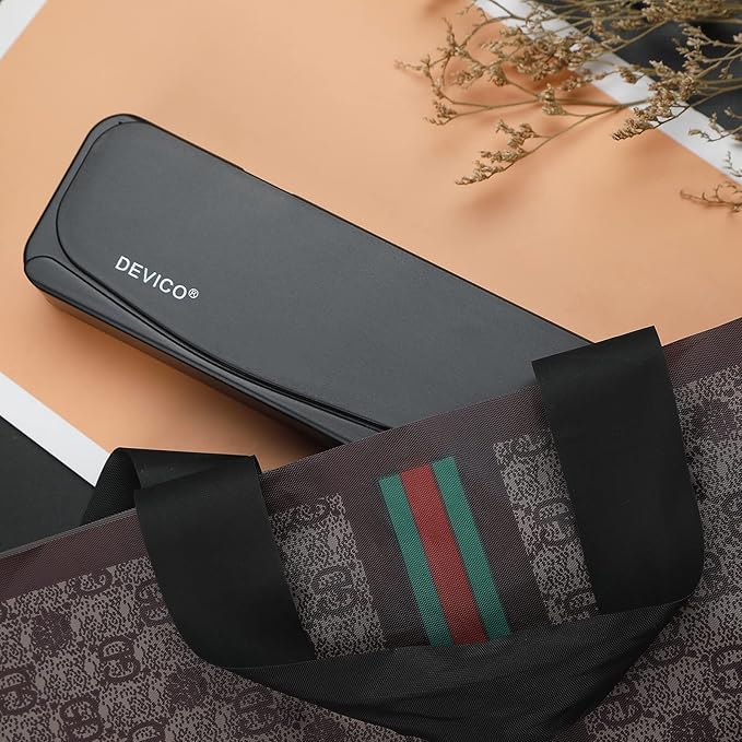 DEVICO Travel Utensils, 18/8 Stainless Steel 4pcs Cutlery Set Portable Camp Reusable Flatware Silverware, Include Fork Spoon Chopsticks with Case (Black)