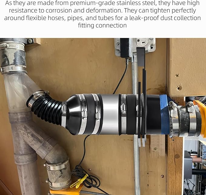 TonGass (Combo Pack) 4" to 2-1/2" Hose Cone Reducer Dust Collection Fitting 4" Flexible Hose Cuff Coupler Blast Gate for Dust Collection Systems with Stainless Steel Clamps
