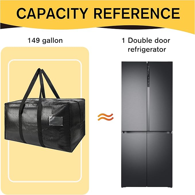 Heavy Duty Extra Large Moving Bags,149 Gallon Jumbo Packing Bags,Huge Moving Storage Bags with Strong Zippers & Carrying Handles,Reusable Big Moving Storage Bags for College Dorm Travel 1Pack