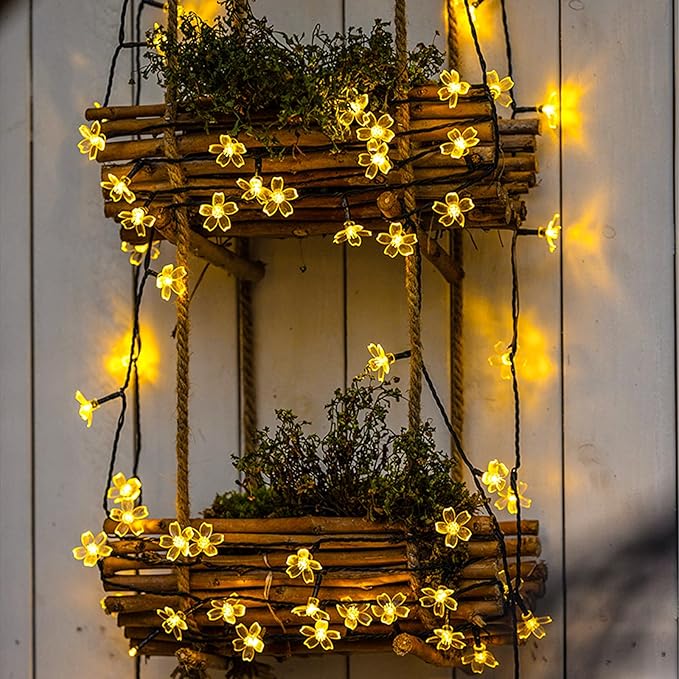 Cherry Blossom Flower String Lights for Bedroom Decor, 33ft 100 LED USB Plug in Decorative Twinkle Fairy Light with Timer for Christmas Easter Tree Window Wall Garland Hanging Decoration (Warm White)