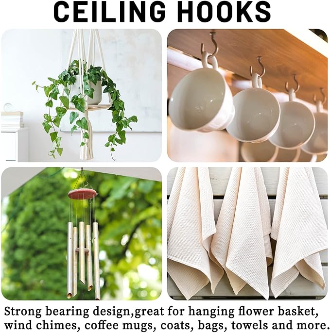 AJART Ceiling Hooks for Hanging Plants: Iron Plant Hanger for Wall Mount - 8 Pack/2.5 Inch Ceiling Hook for Indoor Use