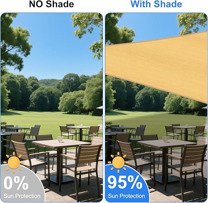 13' x 15' Yellow Outdoor Sun Shade Sail Canopy ??UV Resistant Permeable Awning Fabric for Patio, Garden, Backyard, Pergola, Carport, Lawn Shelter Cover