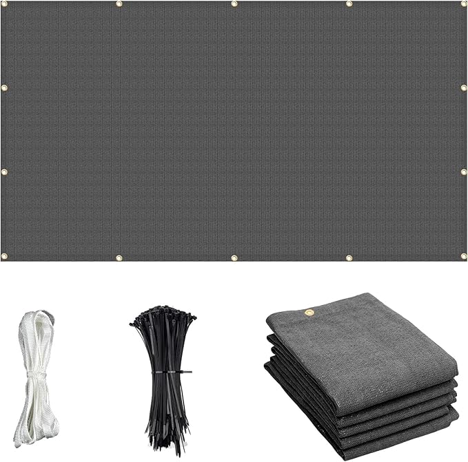 Cool Area Sun Shade Cloth with Grommets 3/4/6/8/10/12/16/20 FT Shade Panel Shade Tarp Screen Fabic for Outdoor Patio Pergola Cover Deck Garden, 6x6 FT, Dark Grey