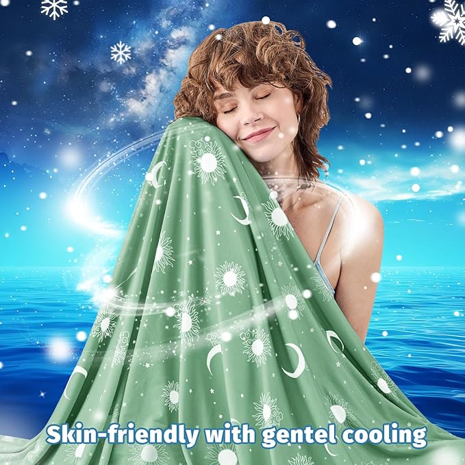 inhand Cooling Throw Blanket (50"x60") - Cooled Blankets for Hot Sleepers Lightweight Breathable Summer Blanket for Sleeping Night Sweats to Keep Cool in The Heat -Fruit Green