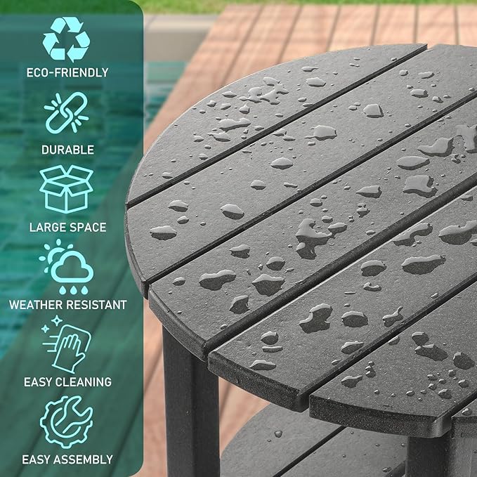 FUNBERRY Outdoor Adirondack Side Table Set of 2, 2-Tier Patio End Tables, HDPE All Weather for Outside
