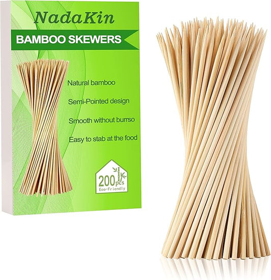 1000 PCS Bamboo Skewers, 10 Inch Wooden Skewer for Appetizers, Fruit, Kebabs, Grilling Barbecue, Mini Burger, Sausage, Cocktail Picks for Drinks, Long Toothpicks, Food Sticks Natural, Kitchen Gadget