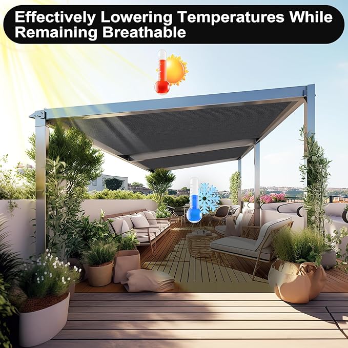 Artpuch 90% Sun Shade Cloth, 4 x 6 FT Pergola Shade Cover Canopy with Grommets, Sun Screen Fabric Tarp for Patio, Outdoor, Garden, Backyard, Dark Grey