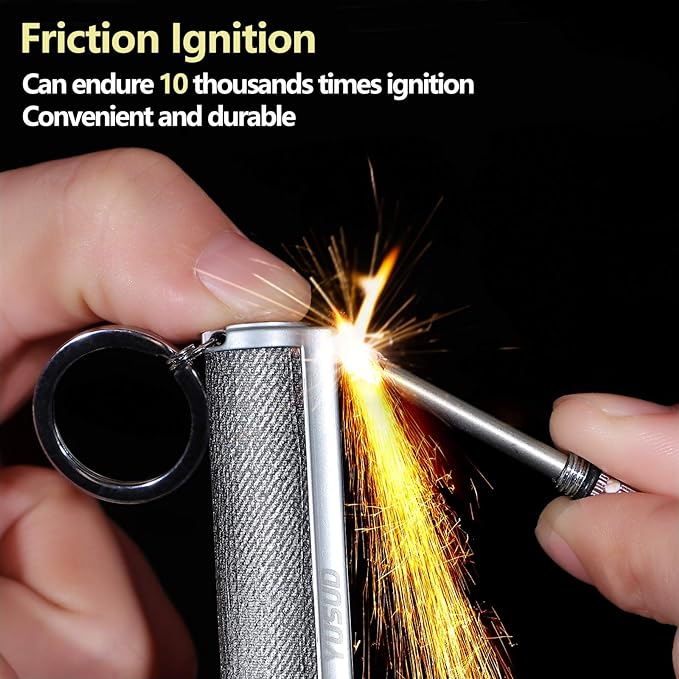 YUSUD 2 Pack Permanent Match Infinity Lighter with Multitool Keychain, Reusable Waterproof Match Strike Anywhere, Forever Flint Fire Starter for Outdoor Survival Tool for Men