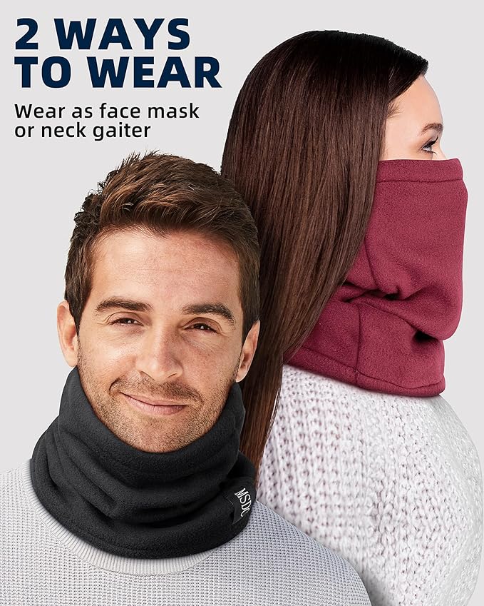 MSDC Neck Gaiters for Men 3 Pack,Neck Warmer Scarf Women Face Mask Covering for Cold Weather