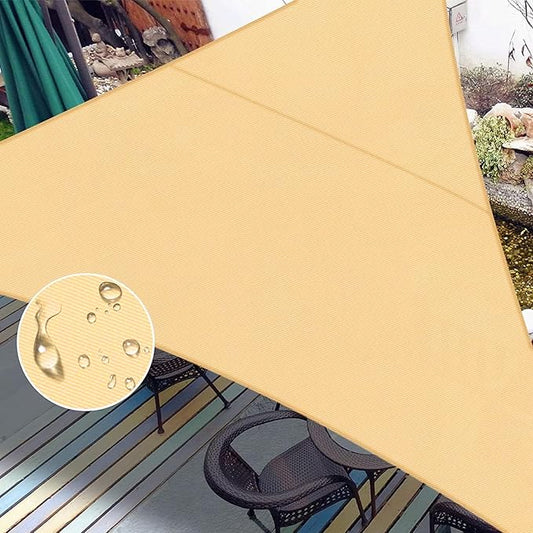 LOVE STORY Waterproof 10'x10'x14' Triangle Sand Sun Shade Sail Cannoy UV Resistant for Outdoor Patio Garden Backyard (We Make Custom Size)