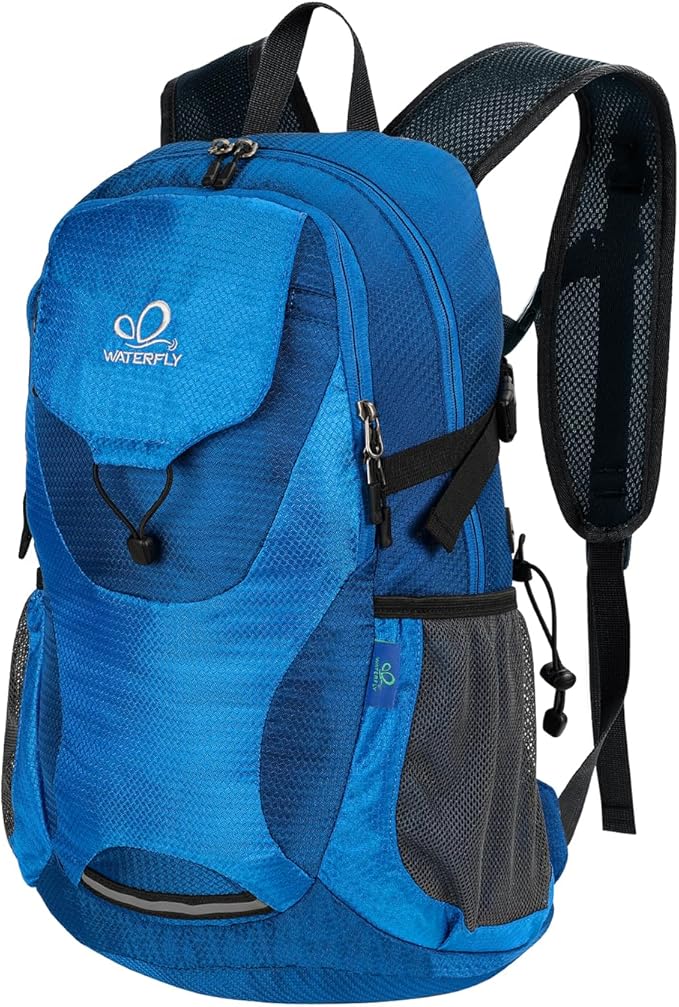 WATERFLY Lightweight Packable Hiking Backpack: 30L Foldable Travel Daypack Ultralight Camping Day Pack for Woman Man