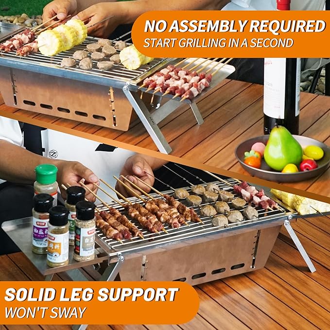𝐁𝐚𝐫𝐛𝐞𝐜𝐮𝐞 𝐆𝐫𝐢𝐥𝐥𝐬,Portable 𝐂𝐡𝐚𝐫𝐜𝐨𝐚𝐥 𝐆𝐫𝐢𝐥𝐥 Foldable Grills ,𝐒𝐦𝐚𝐥𝐥 𝐆𝐫𝐢𝐥𝐥𝐬 𝐎𝐮𝐭𝐝𝐨𝐨𝐫 𝐂𝐨𝐨𝐤𝐢𝐧𝐠 for Travel, 𝐂𝐚𝐦𝐩𝐢𝐧𝐠 𝐒𝐦𝐨𝐤𝐞𝐫 𝐁𝐁𝐐 𝐆𝐫𝐢𝐥𝐥,Stainless Steel Table Top Grill Charcoal for Outdoor Cooking,Camping,Backyard