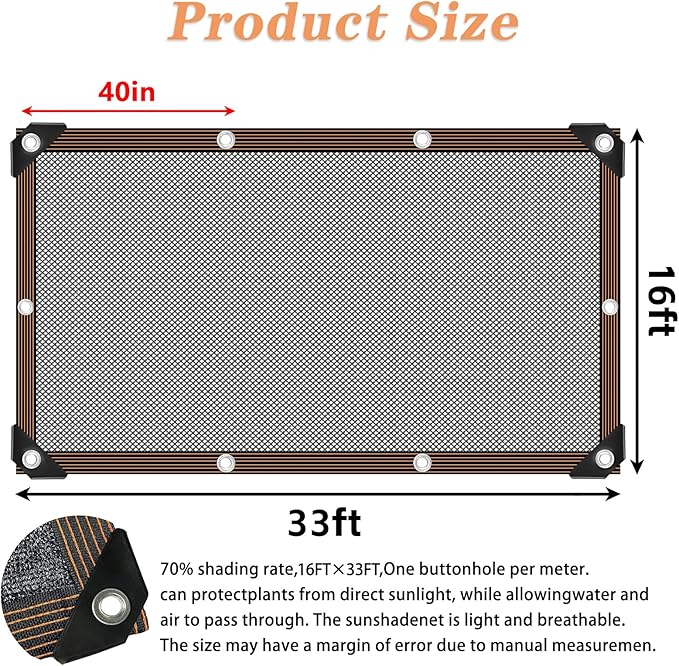 QLOFEI Shade Cloth - for Plants Greenhouse, 70% Sunblock Shade Sails -for Outdoor Garden Pergola Patio Lawn Sun Shade Cloths for Kennel Chicken Coop Easier to Hang Plant Shade Net Cover