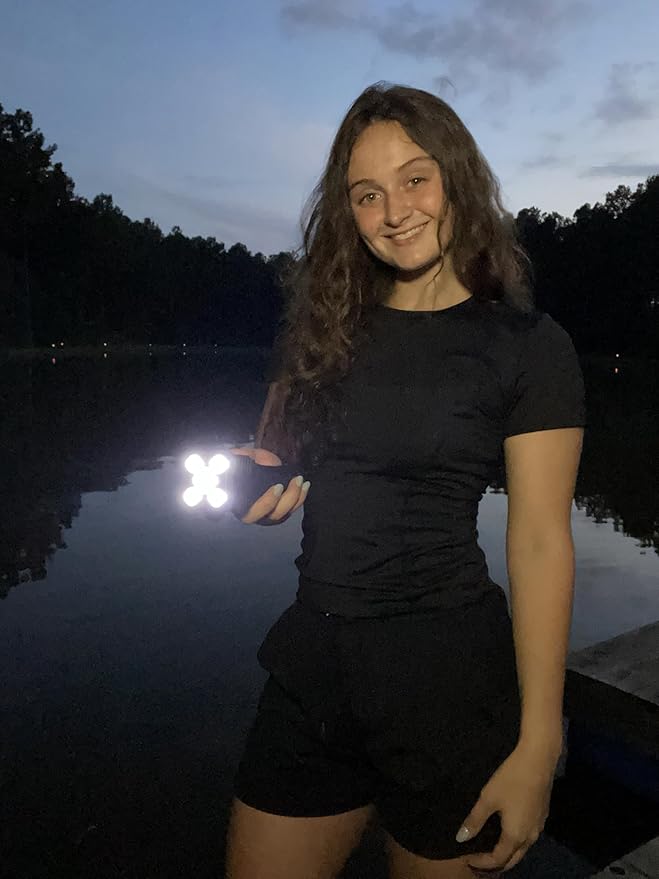 TetraBeam Rechargeable Tactical Flashlight with Advanced COB LED Tech – USB Rechargeable Flashlights, Water-Resistant Work Light, 3 Light Settings, Emergency Floodlight, Real-Time Power Monitoring