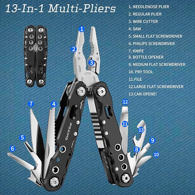 Multitools Gift Set "I LOVE YOU", Men Gifts 3 Items Pack with 14-In-1 Multi tool Pliers, Pocket Knife, Tactical Pen, Gifts for Men Women, Stocking Stuffers EDC, Survival Tools Set (I LOVE YOU)