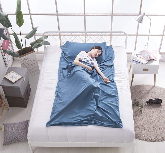 Sleeping Bag Liners Lightweight Travel Camping Sheet Sleep Bag Liner Adults Lightweight Warm Weather Hotel Compact Portable Sleeping Sack Indoor Outdoor Hostels Traveling Backpacking Hiking Blankets