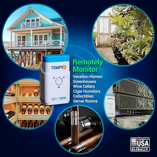 TEMPIQ Remote WiFi Temperature & Humidity Sensor - App Integration, Alerts, Helps Monitor 2nd Home, AirBnb, RV, Pets,Freezer and Server Room, Indoor & Outdoor Hygrometer & Thermometer