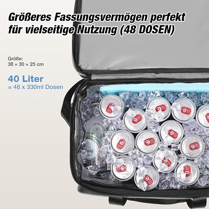 Insulated Cooler Bag 48/75 Cans, Soft Sided Portable Lunch Bag Coolers w/Zippered Top, Leak Proof PVC Interlayer, 5-Layer Insulation Large Ice Chest Bag for Travel, Camping, Beach, Picnic