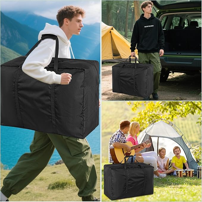 Tent Storage Bag, Heavy Duty Waterproof Tent Pole Bag with Padded Handles for Camping Sports Various Party Tent Canopy, 32" Lx W16.1"x24"H, Black