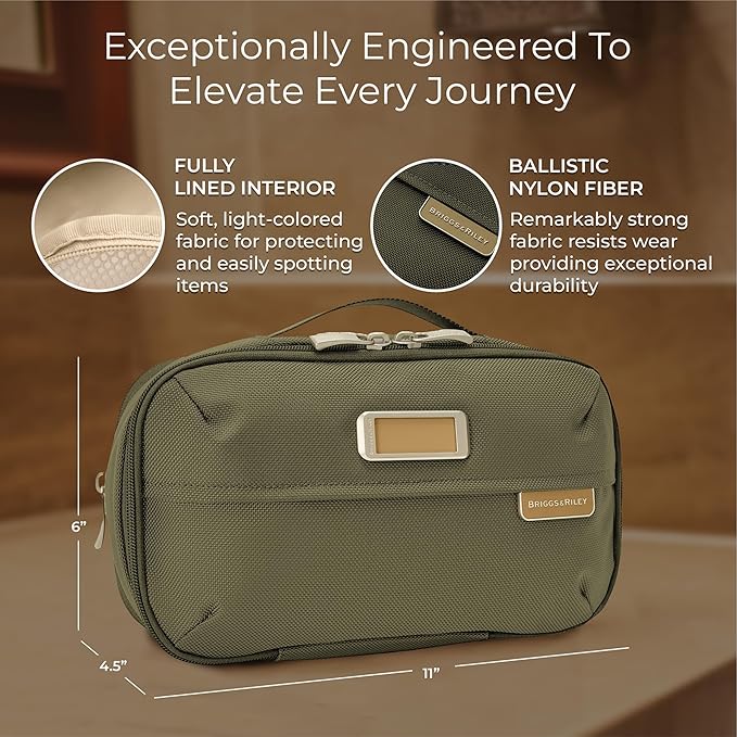 Briggs & Riley Toiletry Kit - Travel Bags for Women & Men, Organizer for Vacation, Dopp Kit for Bathroom Accessories, Makeup, & Skincare