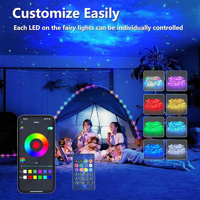 Globe String Lights 100 LED 33FT, Color Changing Fairy Light with Remote & APP Control, RGB Twinkle Lights Outdoor Waterproof USB Music Sync Timer DIY for Bedroom Indoor Garden Party Decorations