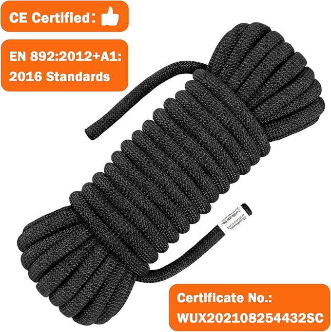 AOLEBA 10.5 mm Static Climbing Rope 10M(32ft) 20M(64ft) 30M(96ft) 50M(160ft) 70M(230ft) Outdoor Rock Climbing Rope, Escape Rope Ice Climbing Equipment Fire Rescue Parachute Rope