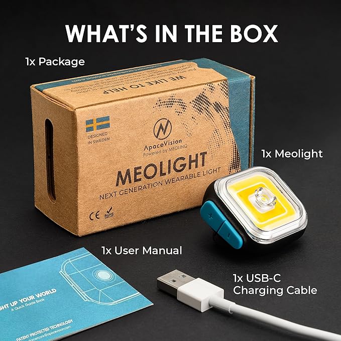 MEOLIGHT 500 Lumen Light for Running, Dogs, Walking - Wearable Flashlight Chest LED Safety Light for Dog Collars, Bike Tail Lights, Hiking, Camping - Reflective Accessories (2X Meolight)