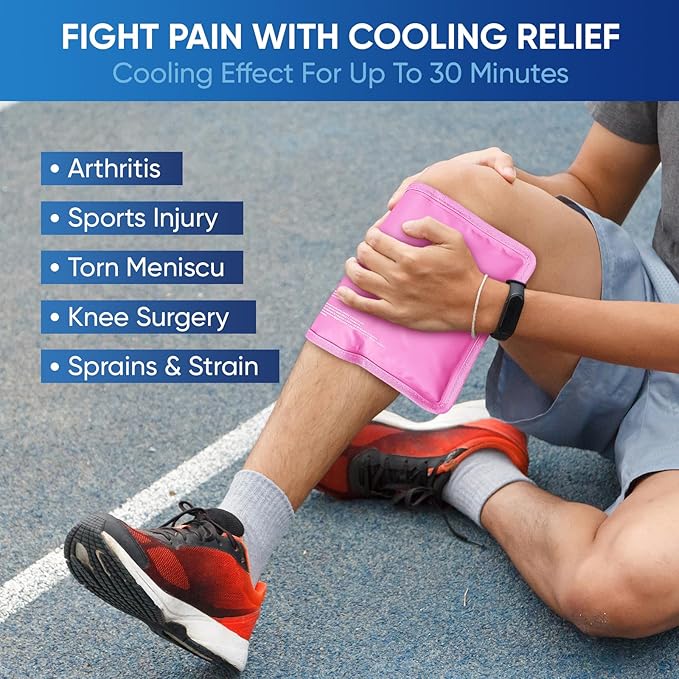 APEXUP Gel Ice Packs for Injuries Reusable, Flexible Double Sided Cold Packs for Injuries, Ice Pack for Knee, Shoulder, Back, Hip, Leg, Arm (Pink, S, 2PK)
