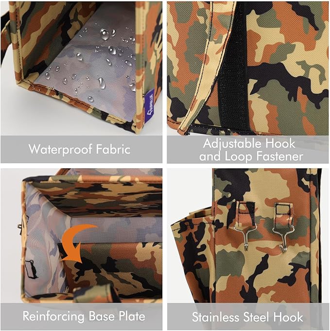 Surblue Bedside Caddy Hanging Organizer Storage Bag Pocket for Bunk, Hospital Beds, College Dorm Rooms, Baby Bed Rails, Wheelchair Side Bag, Camp Chairs, 4 Pockets and 2 Hooks (Small Desert)